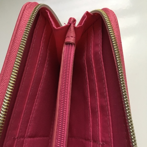 Passion Pink Clutch Wallet with Gold Zipper - Picture 4 of 5